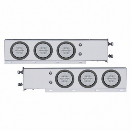 3-3/4" Bolt Pattern CR Spring Loaded Rear Bar W/6X 21 Red LED 4" GloLight & Grommet - Clear Lens (Pair)