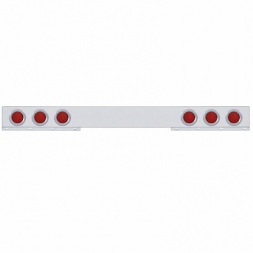 Stainless 1 Piece Rear Light Bar With Six 36 LED 4" Lights & Bezels - Red LED/Red Lens