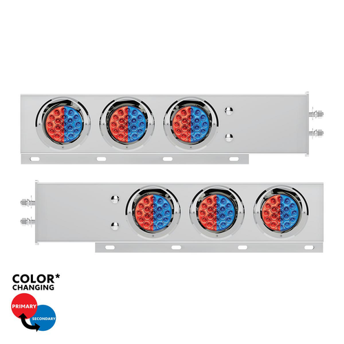 2" Bolt Pattern SS Spring Loaded Light Bar With 6X Double Fury 19 LED Lights & Visors