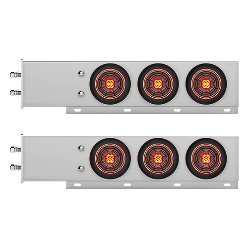 2.5" Bolt Pattern Chrome Spring Loaded Bar W/6X 4" 13 LED Abyss Lights - Red LED/Clear Lens (Pair)