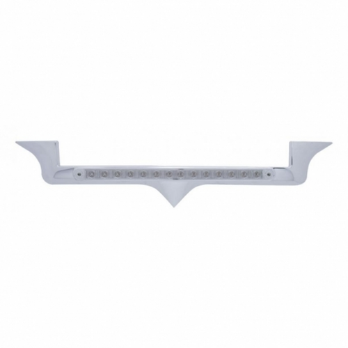 Chrome Hood Emblem Trim With 14 LED Light Bar For Kenworth - Amber LED/Clear Lens