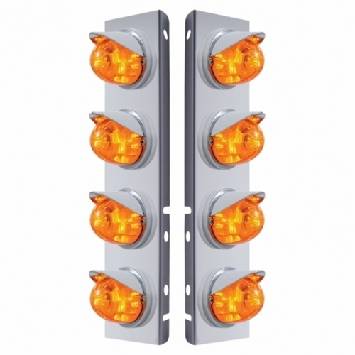 Stainless Front Air Cleaner Bracket With 8X 17 LED Dual Function Watermelon Lights For Peterbilt