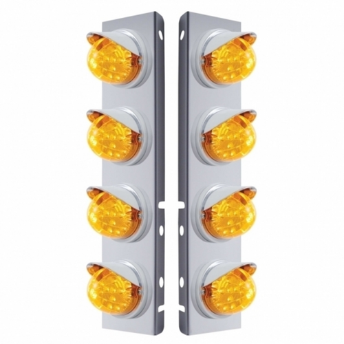 Stainless Front Air Cleaner Bracket With 8X 17 LED Clear Style Reflector Lights For Peterbilt