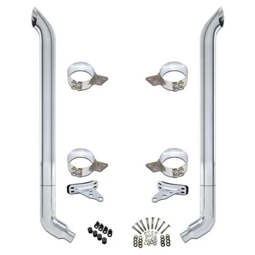 Vendetta 7 Inch Chrome Plated Stainless Exhaust Kit, 1 Pc W/OE Style Elbows For Peterbilt 378, 379 & 389 Glider 1994-2023