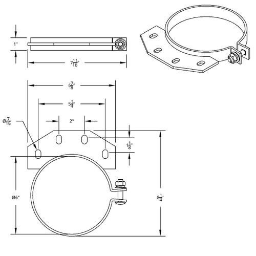 6" Chrome Exhaust Clamp For Peterbilt Ultra Cab 6" Chrome Exhaust Clamp For Peterbilt Ultra Cab