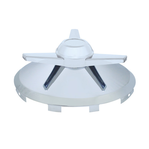 Universal Chrome Front Hubcap With 3 Extra Large Bar Straight Spinner - 7/16" Lip Universal Chrome Front Hubcap With 3 Extra Large Bar Straight Spinner - 7/16" Lip