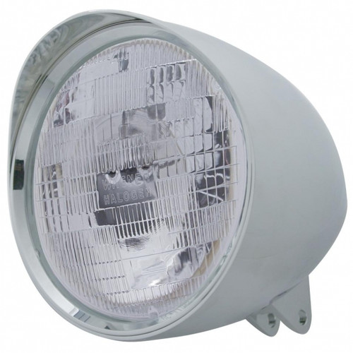 Motorcycle Chrome "Chopper" Headlight With Smooth Visor H6024 Bulb Motorcycle Chrome "Chopper" Headlight With Smooth Visor H6024 Bulb