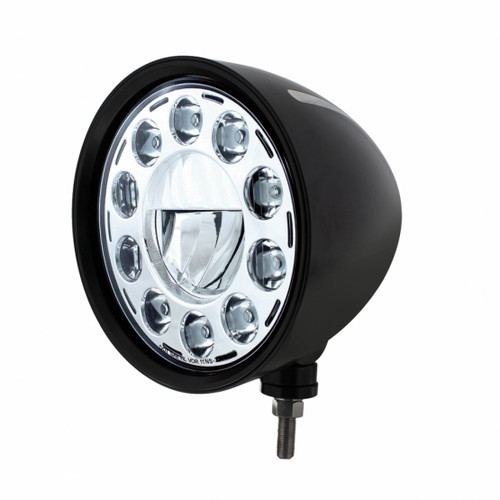 Black "Billet" Style Groove Headlight 11 LED Bulb - Chrome Black "Billet" Style Groove Headlight 11 LED Bulb - Chrome