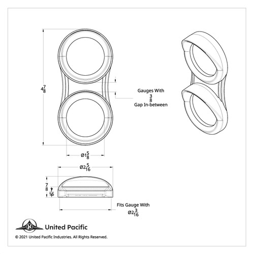 2 Gauge Cluster Bezel With Visor For 2006+ Peterbilt - Vertical 2 Gauge Cluster Bezel With Visor For 2006+ Peterbilt - Vertical