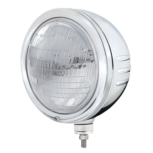 Stainless Bullet Embossed Stripe Headlight Housing With 6014 Seal Beam Headlight Stainless Bullet Embossed Stripe Headlight Housing With 6014 Seal Beam Headlight