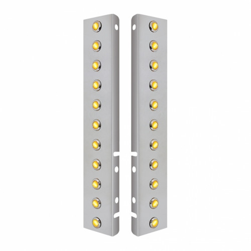 SS Front Air Cleaner Bracket With 22X 3 Amber Hi/Lo LED 3/4" Mini Crystal Lights & SS Bezels For Peterbilt-Amber Lens SS Front Air Cleaner Bracket With 22X 3 Amber Hi/Lo LED 3/4" Mini Crystal Lights & SS Bezels For Peterbilt-Amber Lens