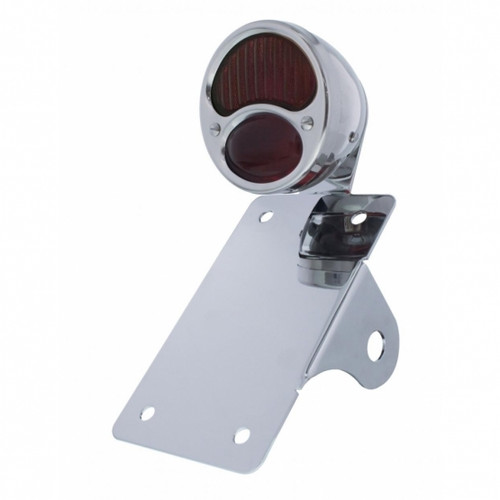 Chrome Vertical Side Mount License Bracket For Motorcycle With 1928 "DUO Lamp" Tail Light Chrome Vertical Side Mount License Bracket For Motorcycle With 1928 "DUO Lamp" Tail Light