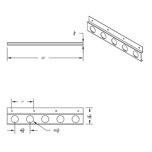Stainless Top Mud Flap Plate - Five 2" Light Cutout Stainless Top Mud Flap Plate - Five 2" Light Cutout