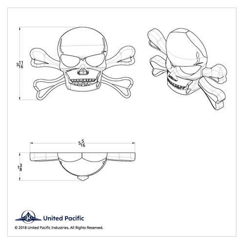 Chrome Skull Accent With Crossbones Chrome Skull Accent With Crossbones