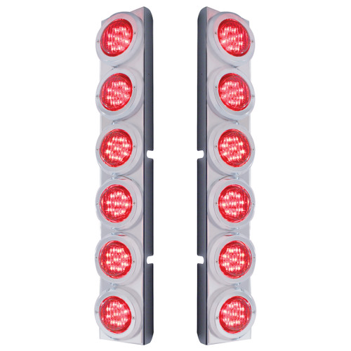 Rear Air Cleaner Bracket With 12 Flat LED Lights & Bezel For Peterbilt- Red LED/Red Lens Rear Air Cleaner Bracket With 12 Flat LED Lights & Bezel For Peterbilt- Red LED/Red Lens
