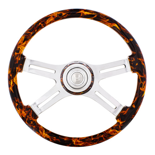 18" Flame Steering Wheel With Matching Flame Bezel 18" Flame Steering Wheel With Matching Flame Bezel