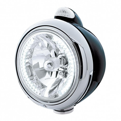 Black Guide 682-C Headlight H4 With White LED & LED Signal - Clear Lens Black Guide 682-C Headlight H4 With White LED & LED Signal - Clear Lens