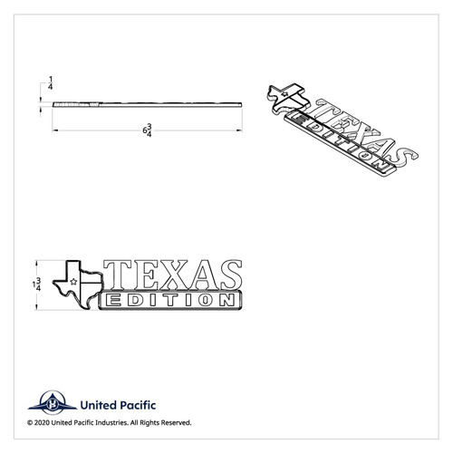 Chrome Die Cast "Texas Edition" Accent Emblem Chrome Die Cast "Texas Edition" Accent Emblem
