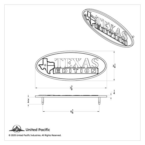 Chrome Die Cast Oval Emblem - "Texas Edition" Chrome Die Cast Oval Emblem - "Texas Edition"