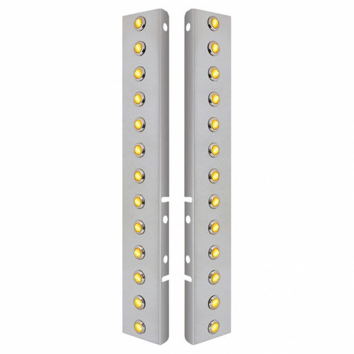 SS Front Air Cleaner Bracket With 26X 3 Amber Hi/Lo LED 3/4" Mini Crystal Lights & SS Bezels For Peterbilt-Amber Lens SS Front Air Cleaner Bracket With 26X 3 Amber Hi/Lo LED 3/4" Mini Crystal Lights & SS Bezels For Peterbilt-Amber Lens