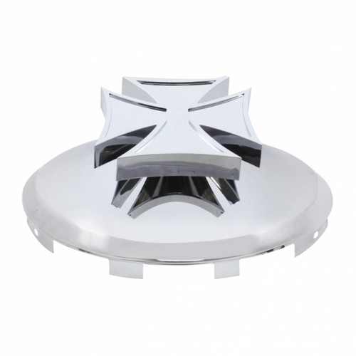 Universal Chrome Front Hubcap With Iron Cross Spinner - 7/16" Lip Universal Chrome Front Hubcap With Iron Cross Spinner - 7/16" Lip