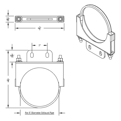 5" Stainless Cab Exhaust Clamp For Peterbilt 5" Stainless Cab Exhaust Clamp For Peterbilt