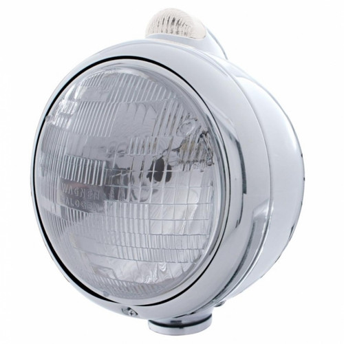 Stainless Steel Guide 682-C Style Headlight H6024 & LED Turn Signal - Clear Lens Stainless Steel Guide 682-C Style Headlight H6024 & LED Turn Signal - Clear Lens