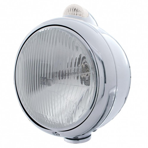 Stainless Steel Guide 682-C Style Headlight H4 & LED Turn Signal - Clear Lens Stainless Steel Guide 682-C Style Headlight H4 & LED Turn Signal - Clear Lens