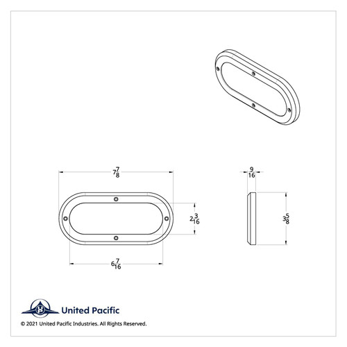 6" Oval Chrome Mirror LED Light Bezel - Semi Truck Rig Parts
