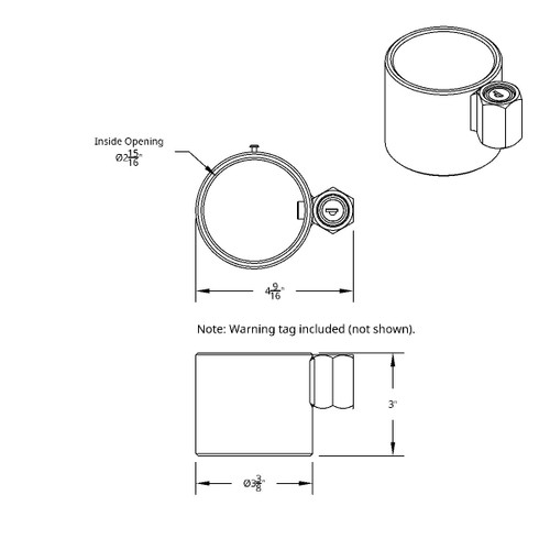 Heavy Duty Steel King Pin Lock With 12" Warning Tag For 2" Diameter Kingpin Heavy Duty Steel King Pin Lock With 12" Warning Tag For 2" Diameter Kingpin
