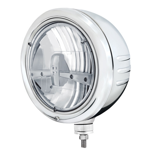 Stainless Classic Embossed Stripe Headlight Housing With 7" 5-LED Headlight Stainless Classic Embossed Stripe Headlight Housing With 7" 5-LED Headlight