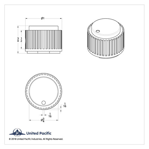 Chrome Plastic 1" Control Knob for Semi Truck Dashboard & Controls