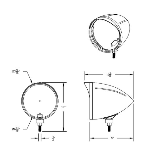 Black "BILLET" Style Groove Headlight Housing With Visor Black "BILLET" Style Groove Headlight Housing With Visor