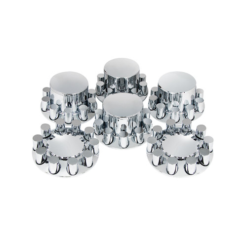 Dome Axle Cover Combo Kit With 33mm Cylinder Thread-On Nut Covers - Chrome Dome Axle Cover Combo Kit With 33mm Cylinder Thread-On Nut Covers - Chrome
