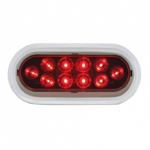 10 LED 6" Oval Light With Bezel (Stop, Turn & Tail) - Red LED/Red Lens 10 LED 6" Oval Light With Bezel (Stop, Turn & Tail) - Red LED/Red Lens