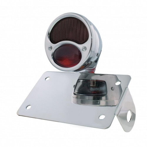 Chrome Horizontal Side Mount License Bracket For Motorcycle With 1928 "DUO Lamp" Tail Light Chrome Horizontal Side Mount License Bracket For Motorcycle With 1928 "DUO Lamp" Tail Light