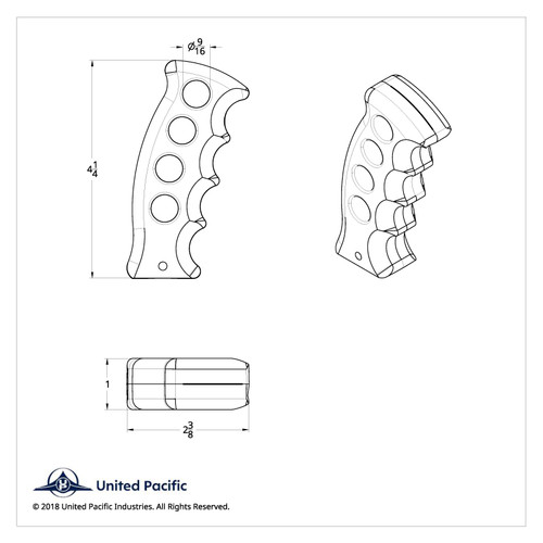 Gatling Style Chrome Pistol Grip Gearshift Knob - Universal Mount