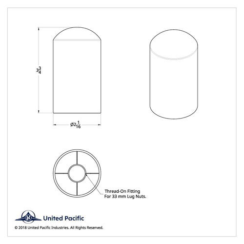 33mm X 3-3/4" Matte Black Dome Nut Cover - Thread-On (Bulk) 33mm X 3-3/4" Matte Black Dome Nut Cover - Thread-On (Bulk)