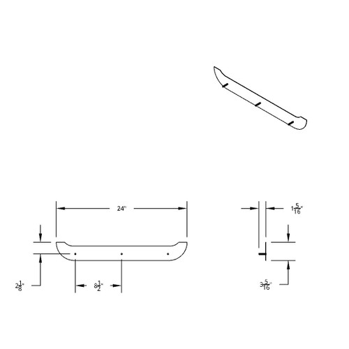 4" X 24" Chrome Contour Bottom Mud Flap Plate - Bolt Thru 4" X 24" Chrome Contour Bottom Mud Flap Plate - Bolt Thru