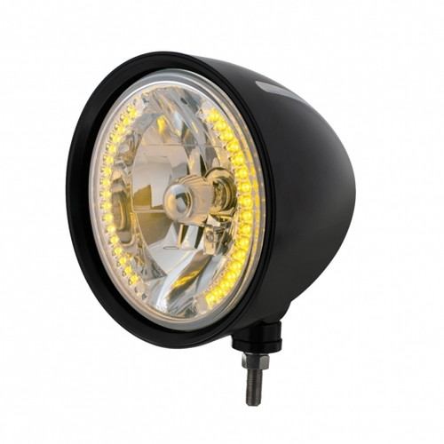 Black "Billet" Style Groove Headlight H4 Bulb With 34 Amber LED Black "Billet" Style Groove Headlight H4 Bulb With 34 Amber LED