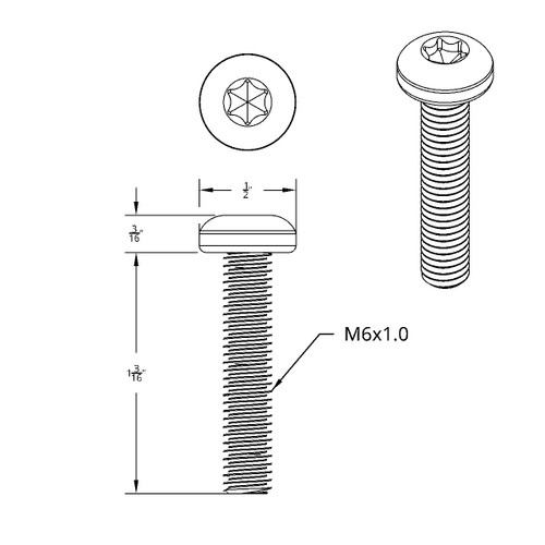1-3/16" Long M6-1.0 Dash Screw For Kenworth- OEM Style (12-Pack) 1-3/16" Long M6-1.0 Dash Screw For Kenworth- OEM Style (12-Pack)