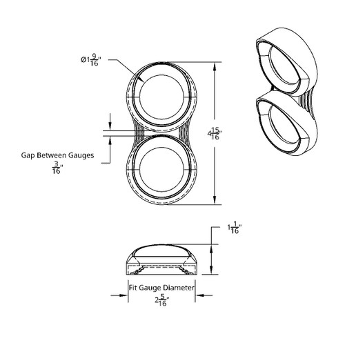 2 Gauge Cluster Bezel With Visor For Peterbilt (2005 & Older)- Vertical 2 Gauge Cluster Bezel With Visor For Peterbilt (2005 & Older)- Vertical