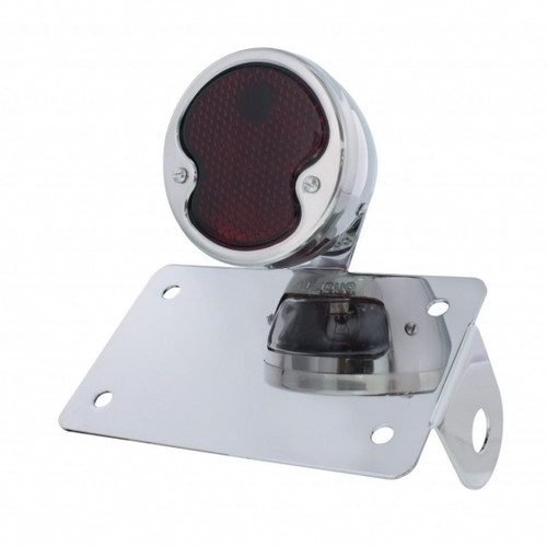 Chrome Horizontal Side Mount License Bracket For Motorcycle With 1932 "DUO Lamp" Tail Light Chrome Horizontal Side Mount License Bracket For Motorcycle With 1932 "DUO Lamp" Tail Light