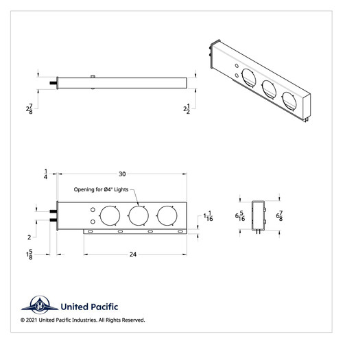 2" Bolt Pattern 430 SS Spring Loaded Light Bar With Three 4" Light Cutouts (Pair) 2" Bolt Pattern 430 SS Spring Loaded Light Bar With Three 4" Light Cutouts (Pair)