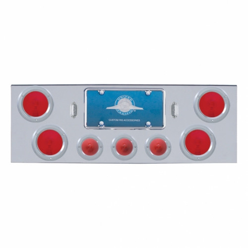Chrome Rear Center Light Panel With 4X 4" Lights & 3X 2-1/2" Lights & SS Bezels -Red LED & Lens Chrome Rear Center Light Panel With 4X 4" Lights & 3X 2-1/2" Lights & SS Bezels -Red LED & Lens