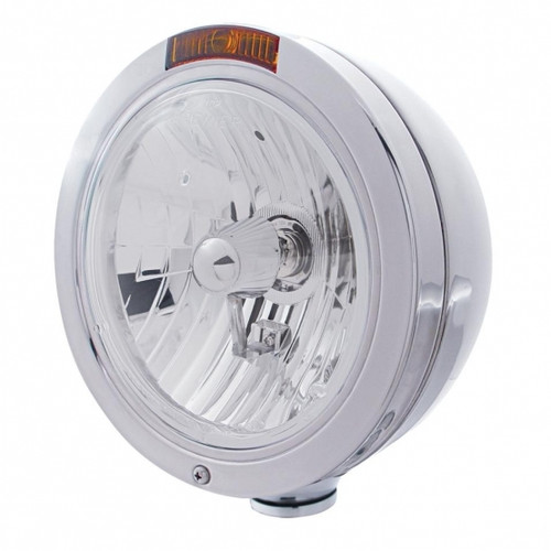 Stainless Steel Bullet Classic Headlight Crystal H4 Bulb & Turn Signal - Amber Lens Stainless Steel Bullet Classic Headlight Crystal H4 Bulb & Turn Signal - Amber Lens