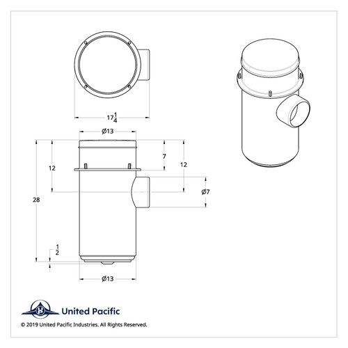13" Stainless Air Cleaner Housing for Peterbilt/Kenworth 13" Stainless Air Cleaner Housing for Peterbilt/Kenworth