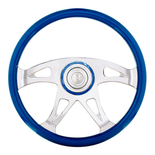 18" Boss Steering Wheel With Color Matching Horn Bezel - Electric Blue 18" Boss Steering Wheel With Color Matching Horn Bezel - Electric Blue