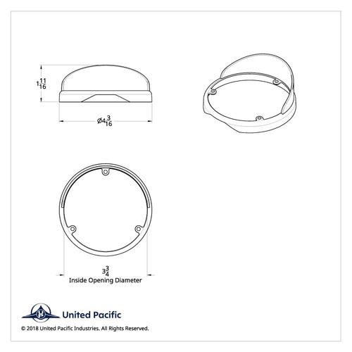 Chrome Bezel for United Pacific Double Face LED Lights w/ Visor