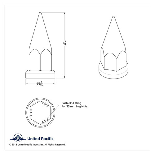 33mm x 4 7/8" Chrome Plastic Super Spike Nut Covers - Push-On (Box of 10) 33mm x 4 7/8" Chrome Plastic Super Spike Nut Covers - Push-On (Box of 10)